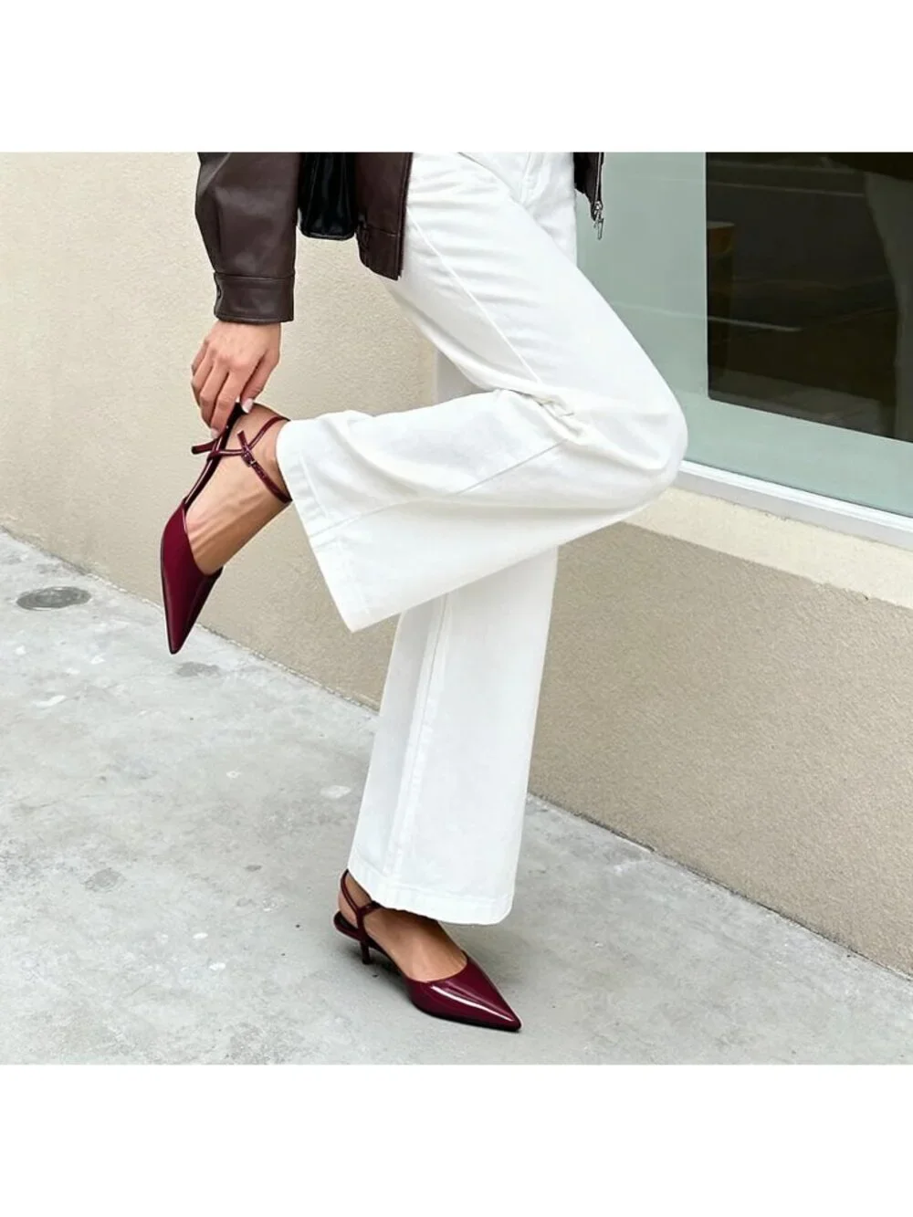 DREAM PAIRS Women's Burgundy Pointed Closed Toe Low Kitten Heels Formal Shoes